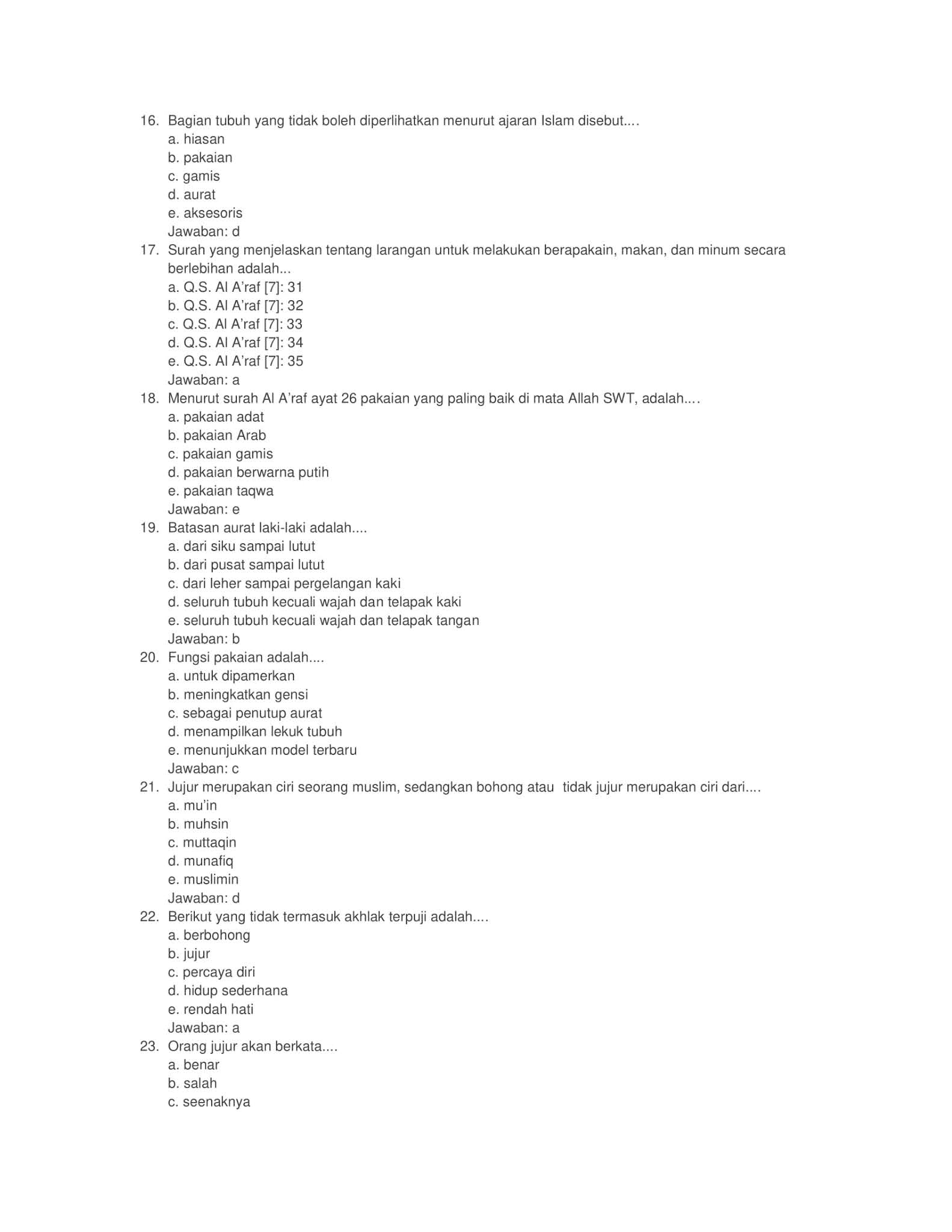 275 + Contoh Soal Tes CPNS SKB PAI (Pendidikan Agama Islam