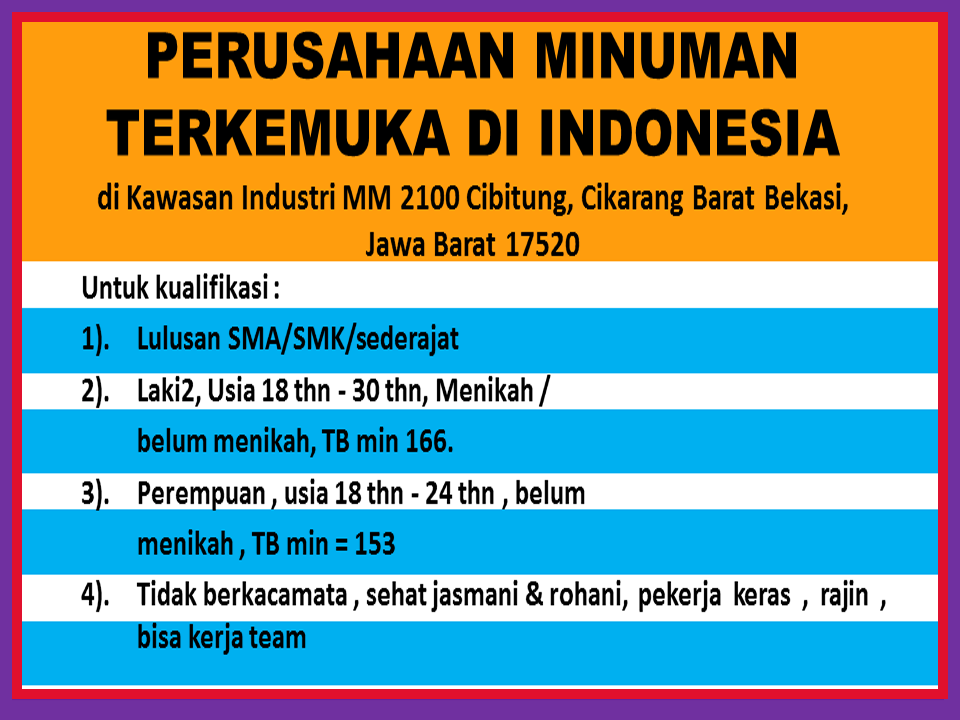 Lowongan Kerja Perusahaan Minuman Terkemuka Area Cibitung Terbaru 2020 Bukajobs Com