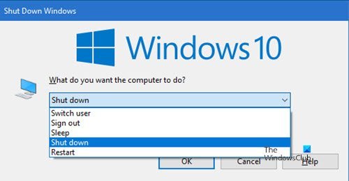 Arrêtez ou verrouillez Windows 10 à l'aide d'un raccourci clavier