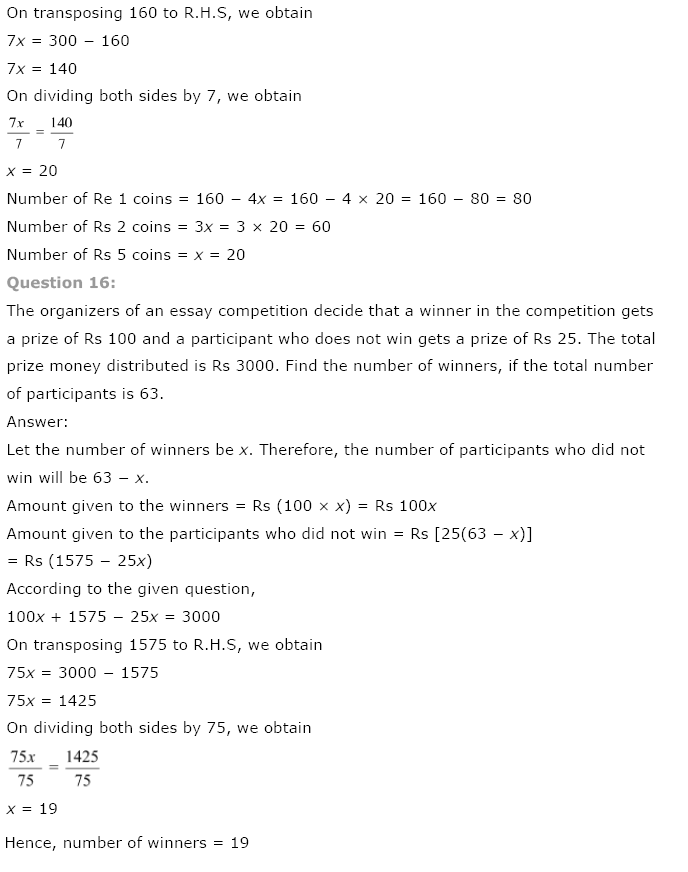 NCERT Solutions for Class 8 Maths Chapter 2 Linear Equations in One Variable NCERT Solutions for Class 8 Maths Chapter 2 Linear Equations in One Variable