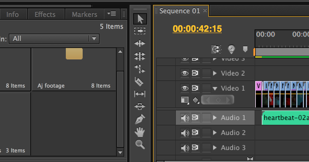 HNC coursework Premiere Pro labeling bins