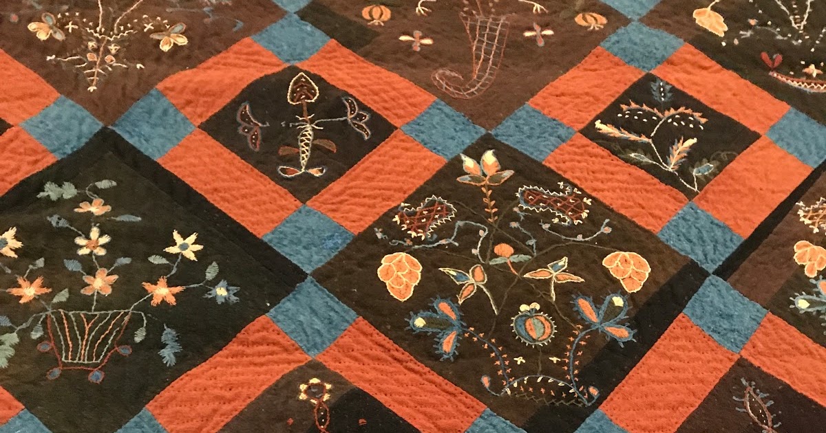 Textile Time Travels Antique Crewel Quilt 1840 New England Quilt Museum