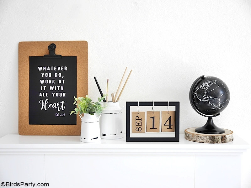 DIY Décoration de Bureau + Printables  - décor fait main, recyclé, facile et bon marché pour votre espace de travail ou votre bureau!