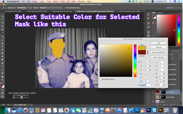 Selecting solid color layer for selected element