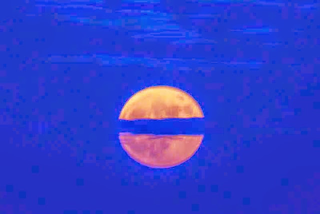 moonrise, clouds, ocean