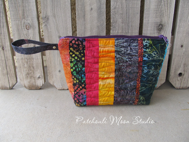 Patchouli Moon Studio~ Zippered Pouch in Batik Strips