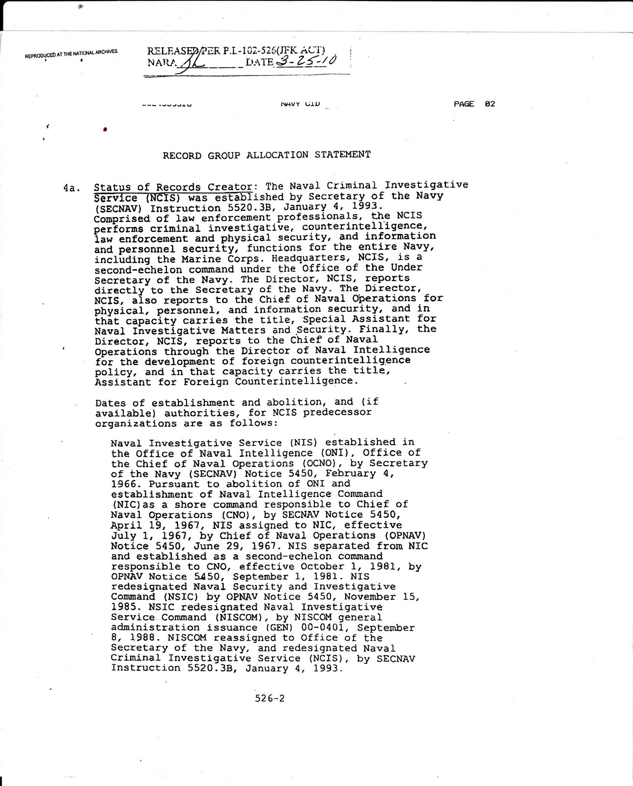 JFKcountercoup ONI Navy & Military Record Groups