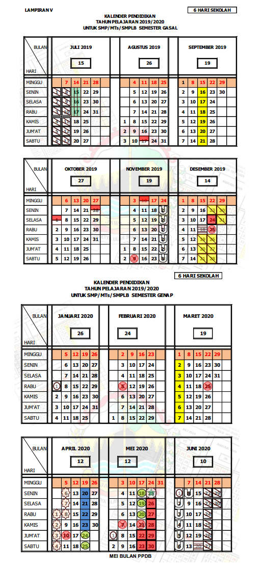  Kalender Pendidikan Tahun Pelajaran 2019/2020 Provinsi Jawa Tengah 