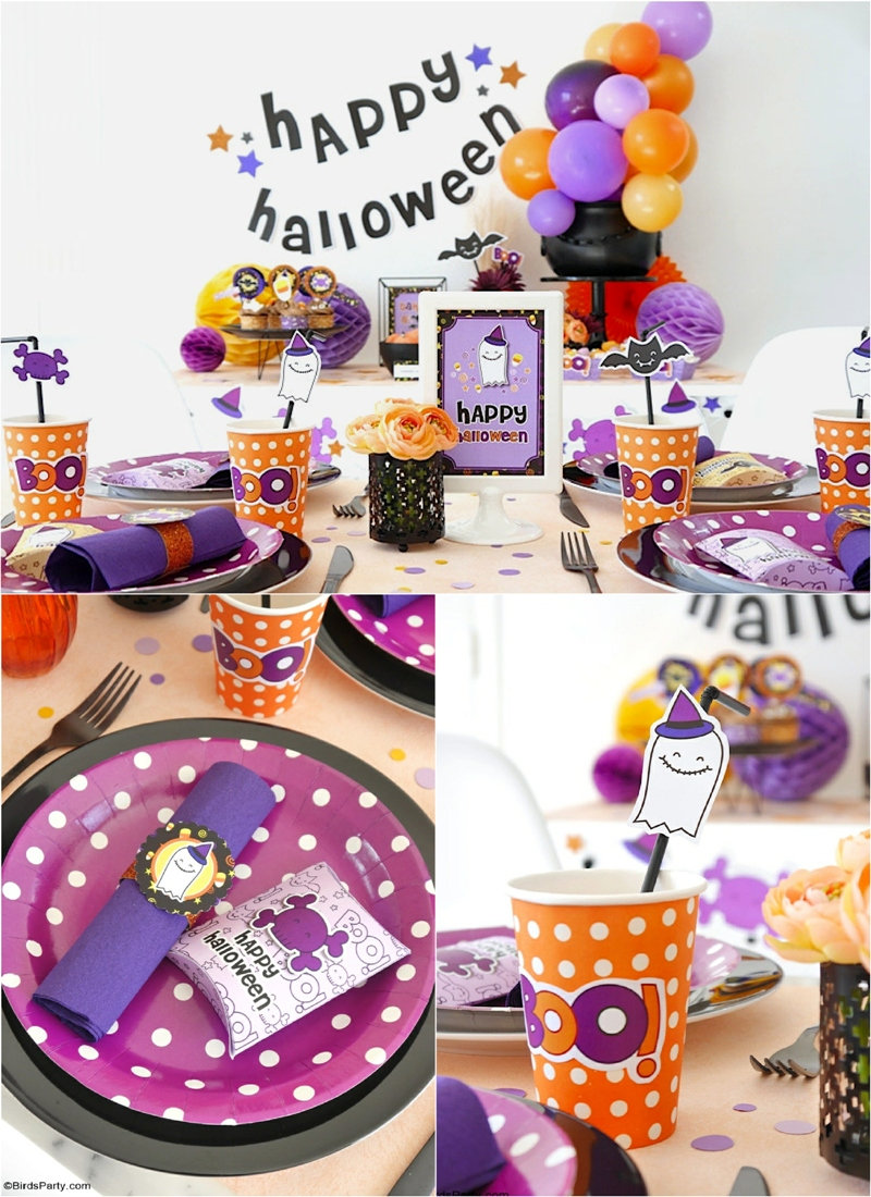 Our Cute Candy Corn DIY Halloween Party - not so scary, quick, easy and budget ideas for styling a kids Halloween party at home with fun printables! by BirdsParty.com @Birdsparty #halloween #diyhalloween #halloweendecor #kidshalloween #notsoscaryhalloween #halloweenparty #partyideas #candycorn #cutehalloweendecor #diyhalloweendecorations #halloweenprintables