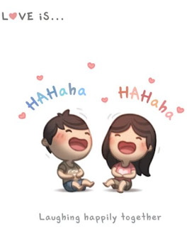 Love is laughing happily together