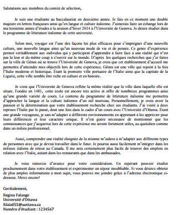 Lettre de motivation pour une formation universitaire