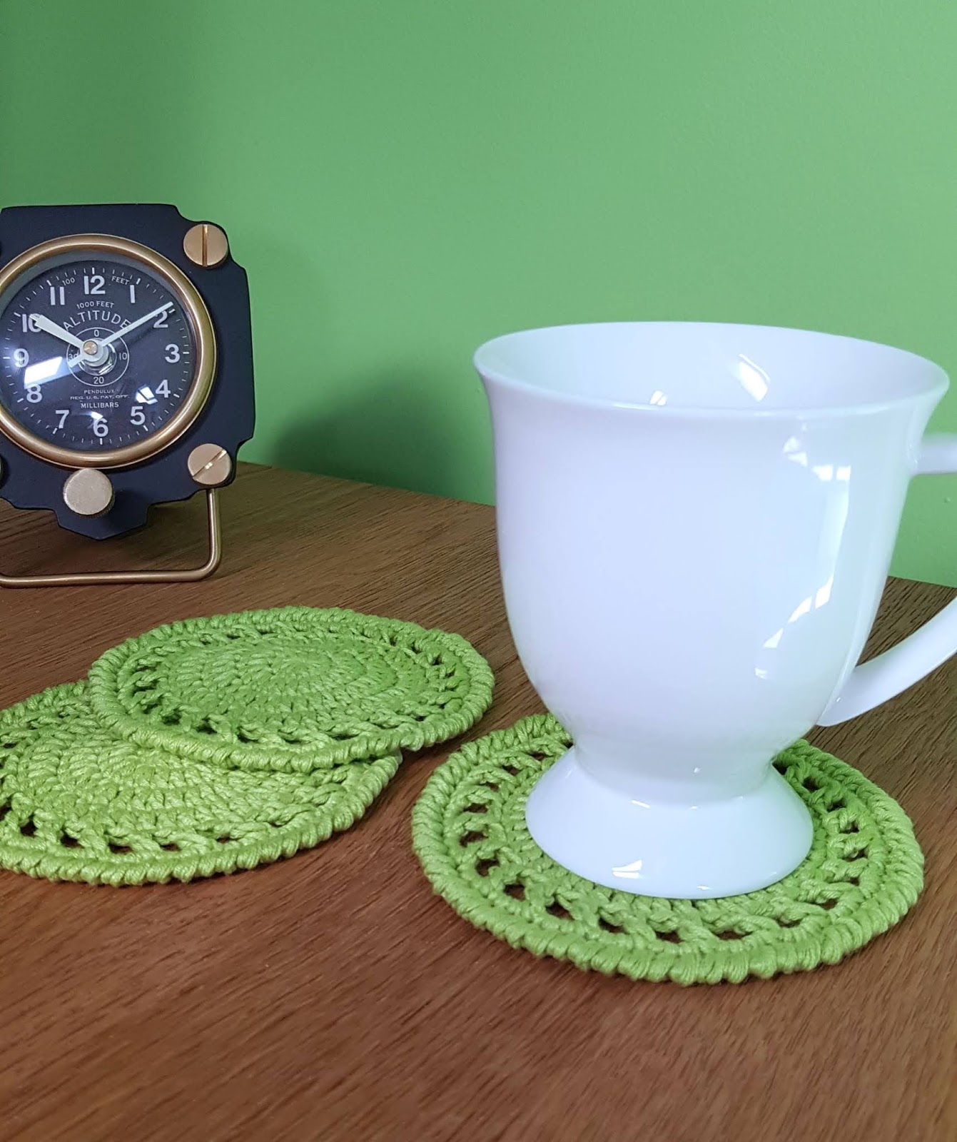 A Playful Stitch Lime Crochet Coasters