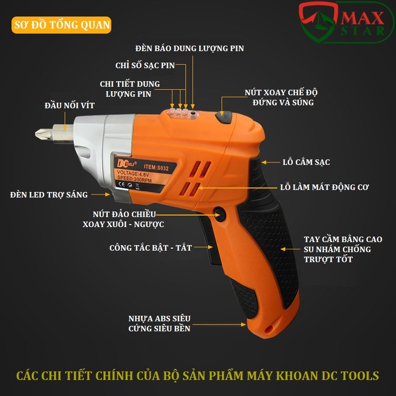 Máy khoan pin mini cầm tay đa năng 2 chế độ thông minh siêu mạnh Máy khoan vít Máy bắn vít pin mini