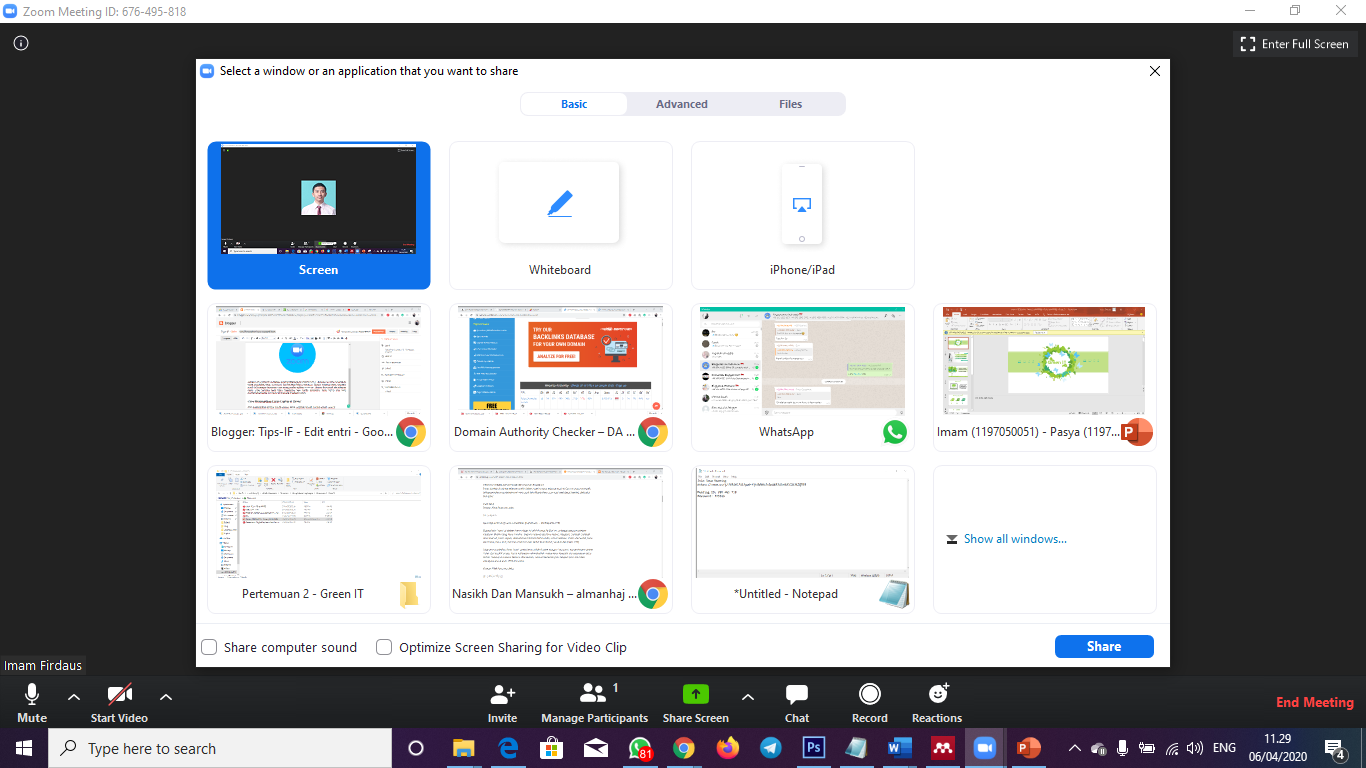 Cara Menampilkan Layar Laptop di Zoom 3