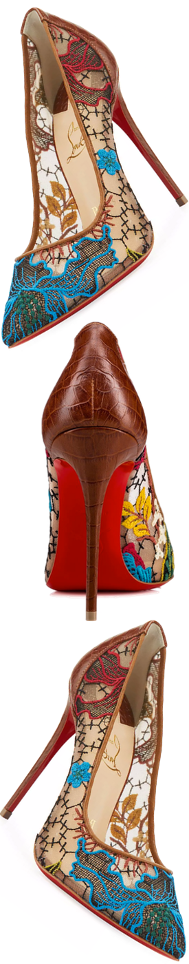 Christian Louboutin Follies Lace Red Sole Pump, Multi