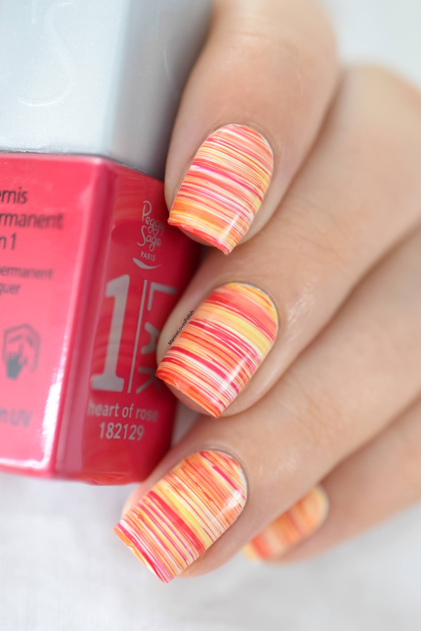Summery sunset fan brush nail art