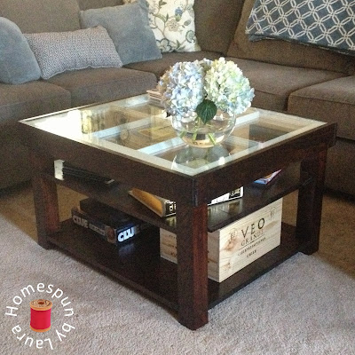 DIY repurposed window coffee table - After