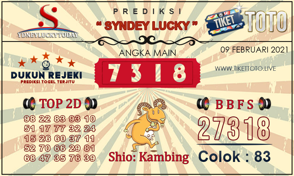 Prediksi Togel SYDNEY LUCKY TIKETTOTO 09 FEBRUARI 2021