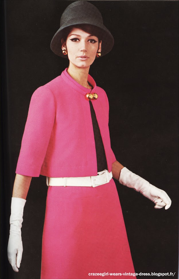 pink skirt suit 1967 Jeanne Lanvin 1960 60s mod