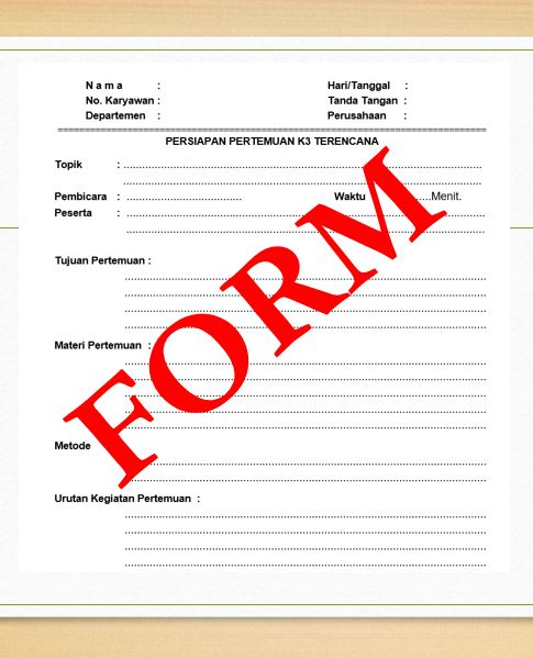 Contoh Form Safety Meeting 2019 Halo Hse
