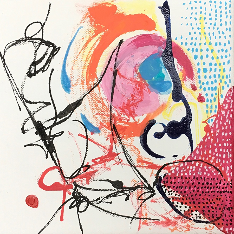 Pamela Fowler Lordi Contemporary Abstract Expressionist Painting, “RELATED BENEFITS” by