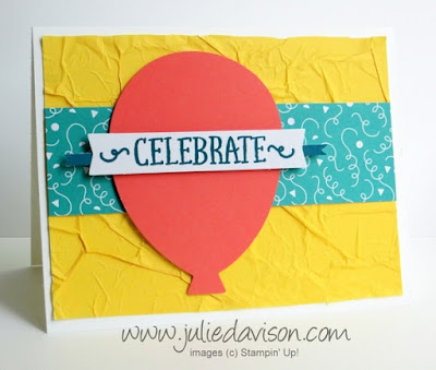 May 2015 Paper Pumpkin Birthday Bundle Bonus project idea + tips for Faux Silk Technique  #stampinup #paperpumpkin www.juliedavison.com