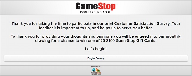 gamestop receipt survey