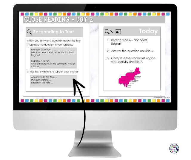  In this post, I show you how you can use Regions of the United States for Google™ Classroom for both in person instruction and distance learning. The 14 day lesson sequence is easy for students to follow and has explicit and clear directions. Close reading, text-dependent questions, vocabulary, graphic organizers, maps, and writing make this unit easy to implement!
