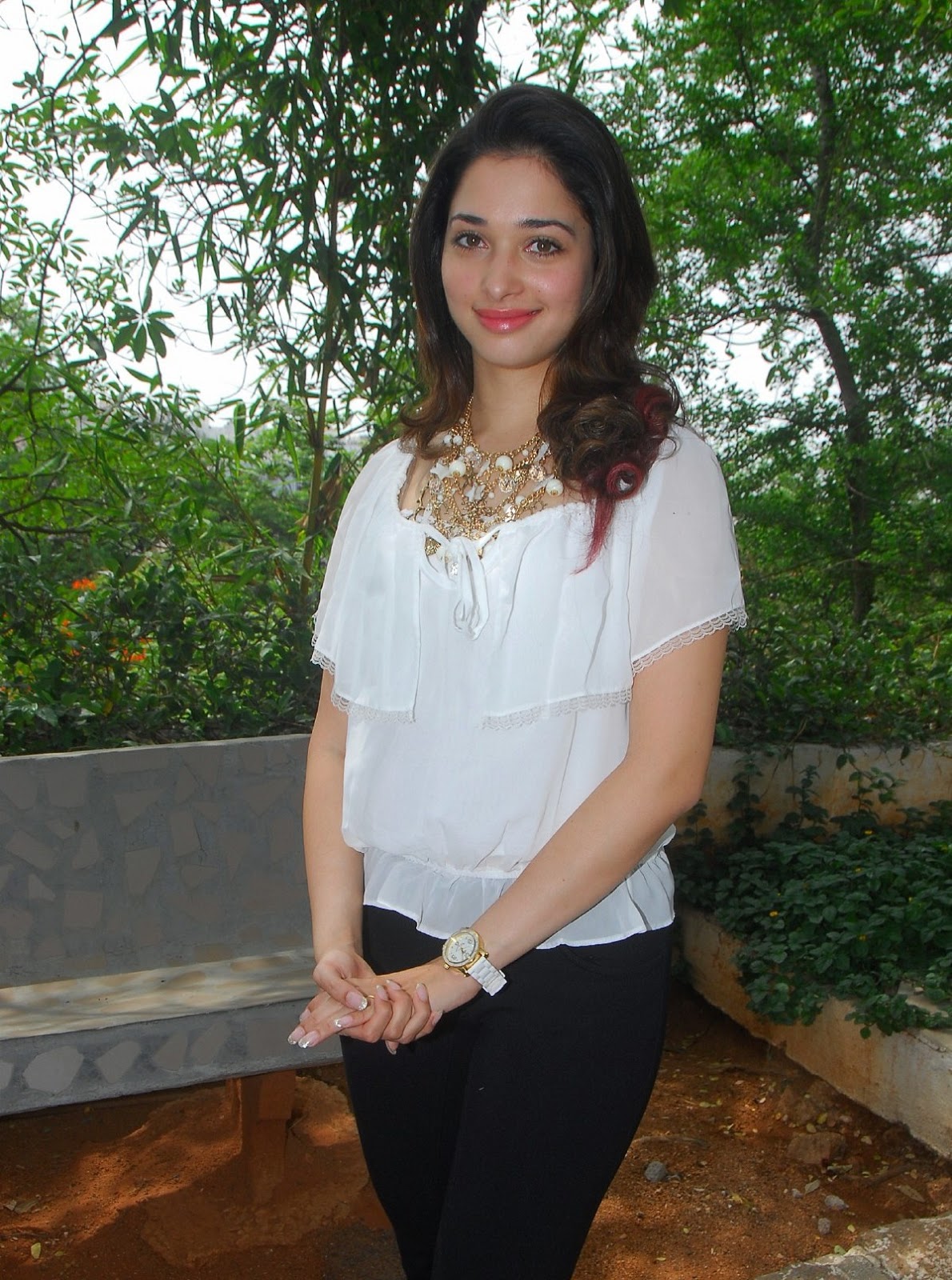 High Quality Bollywood Celebrity Pictures Tamanna Bhatia Looks Super Hot In White Top And Black