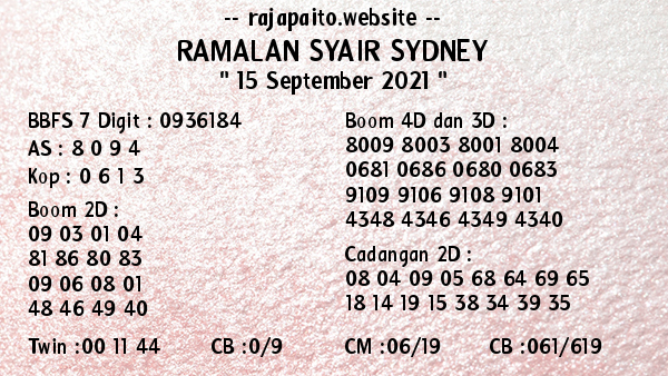 syair sydney rabu