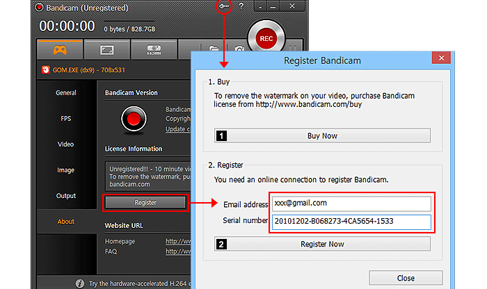 free bandicam serial number and email 2017