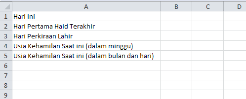 Rumus Excel Menghitung Usia Kehamilan Dalam Minggu Dan Bulan