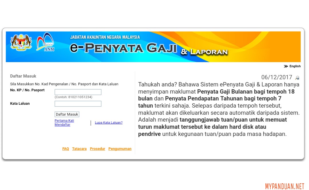 Negara malaysia gaji e-penyata jabatan akauntan MySG: Garis