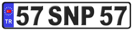 Sinop il isminin kısaltma harflerinden oluşan 57 SNP 57 kodlu Sinop plaka örneği