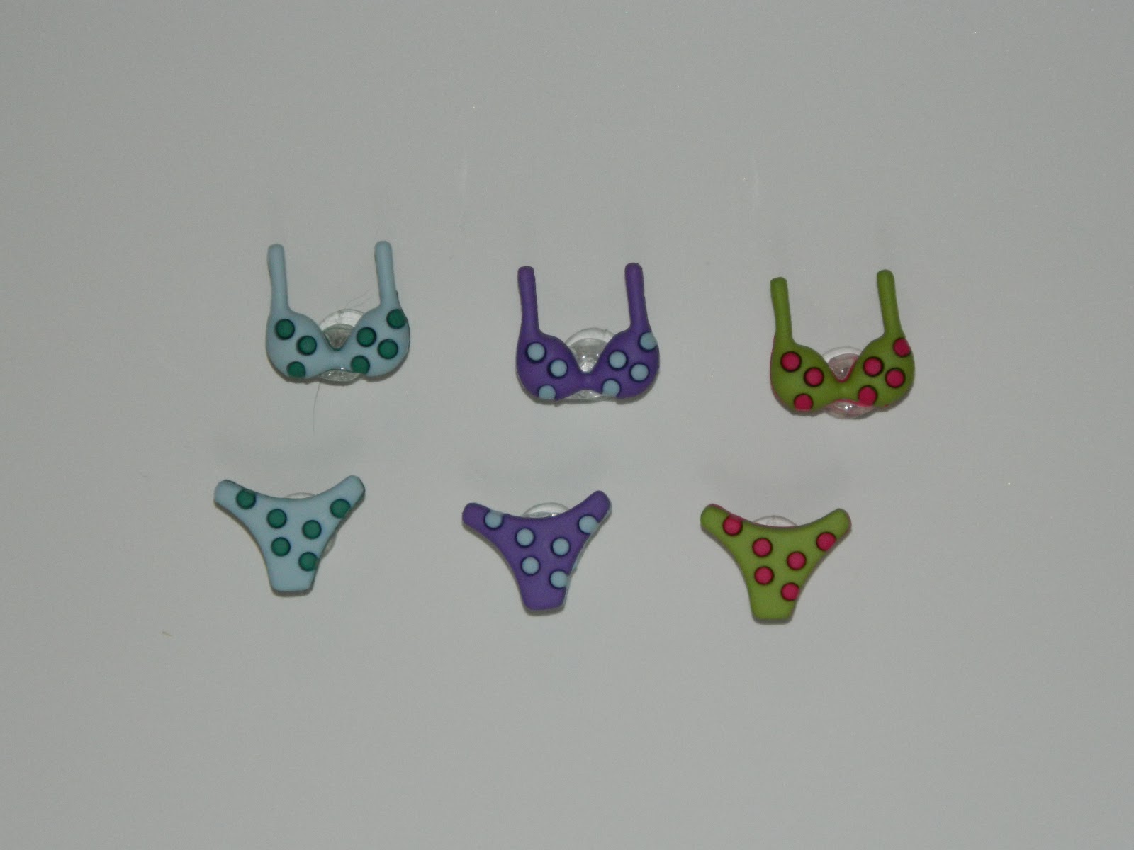 korkys push pins Poka Dot Bikini Office Push Pins set of 6 By Korkys