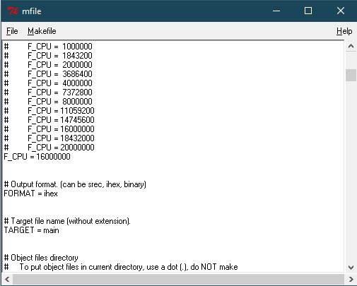Makefile F_CPU frequency Makefile F_CPU frequency
