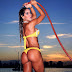 Mayra Cardi takes a shower hose on the beach