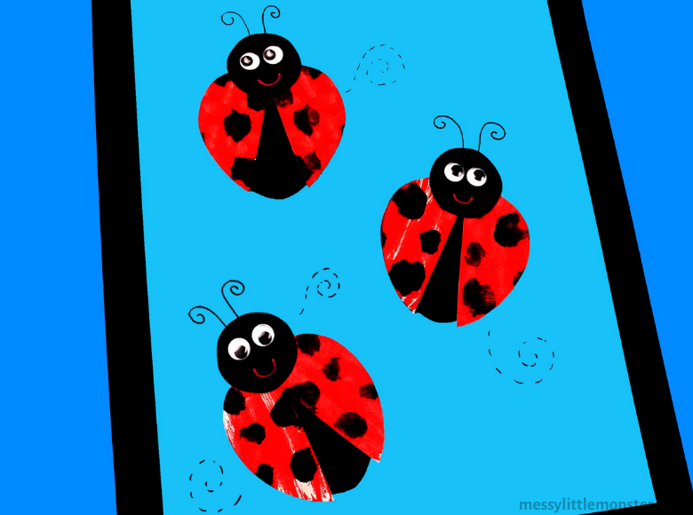 squish art painting for preschoolers - ladybug craft