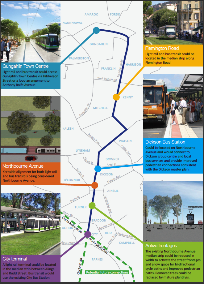 ACT Light Rail Gungahlin to Civic Capital Metro Route Maps