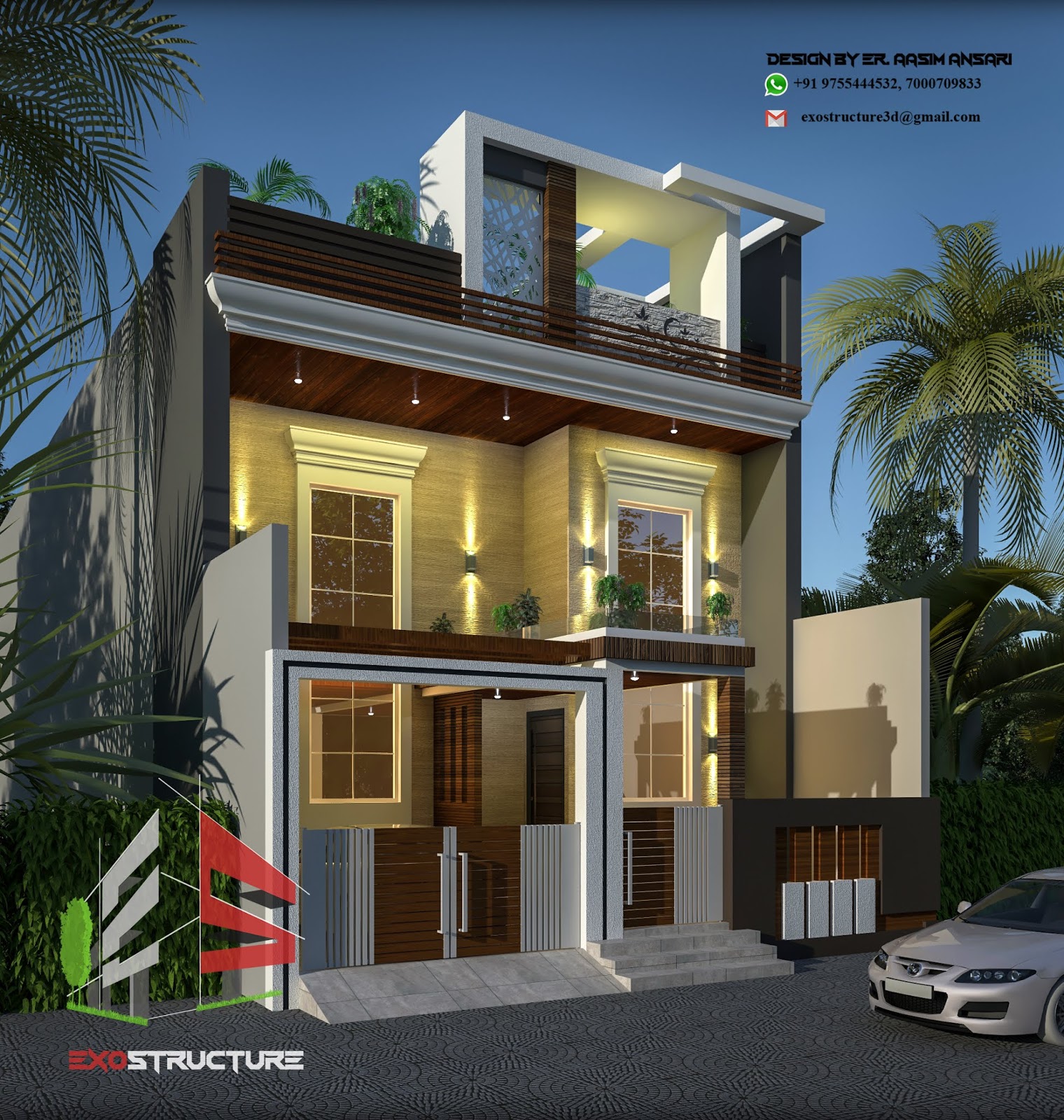 Modern Villa Design With Traditional Touch | ExoStructure 3d Visualization