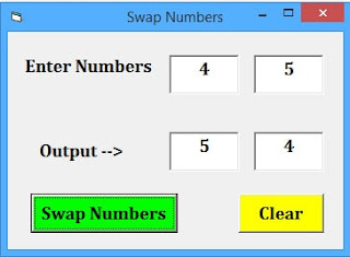 Write a program in visual basic to swap two numbers