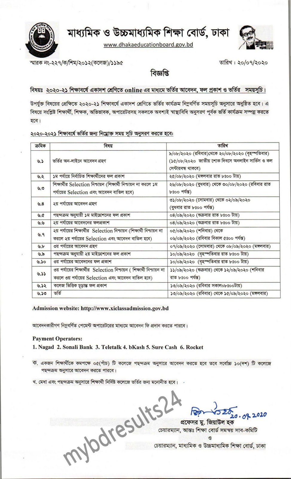 XI CLASS ADMISSION APPLY ONLINE HSC ADMISSION SESSION 2020 2021