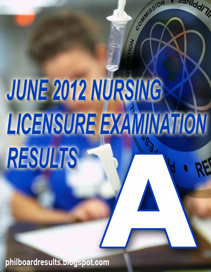JuneJuly 2012 (NLE) Nursing Licensure Examination Results Letter A