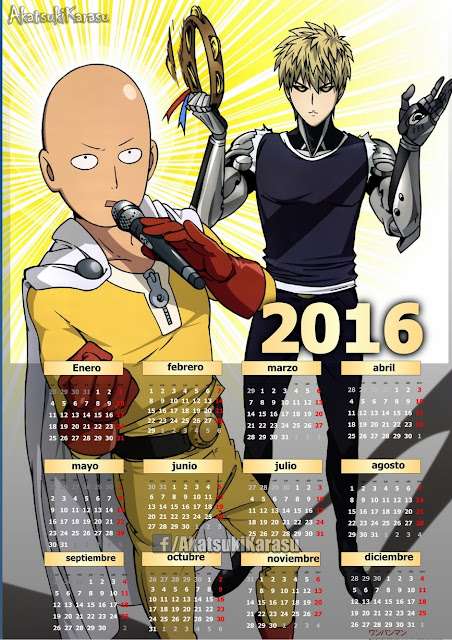 calendario 2016 one punch man