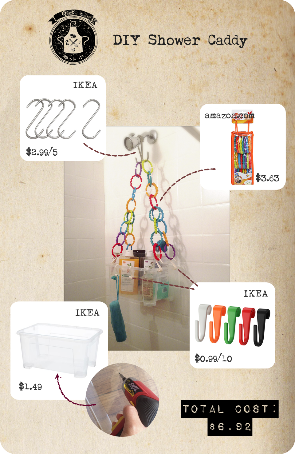 DIY Shower Caddy tiny little chi