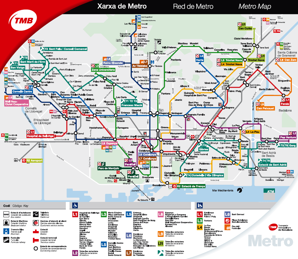 guia barcelona: Guía transports de Barcelona Ciutat, xarxa de metro