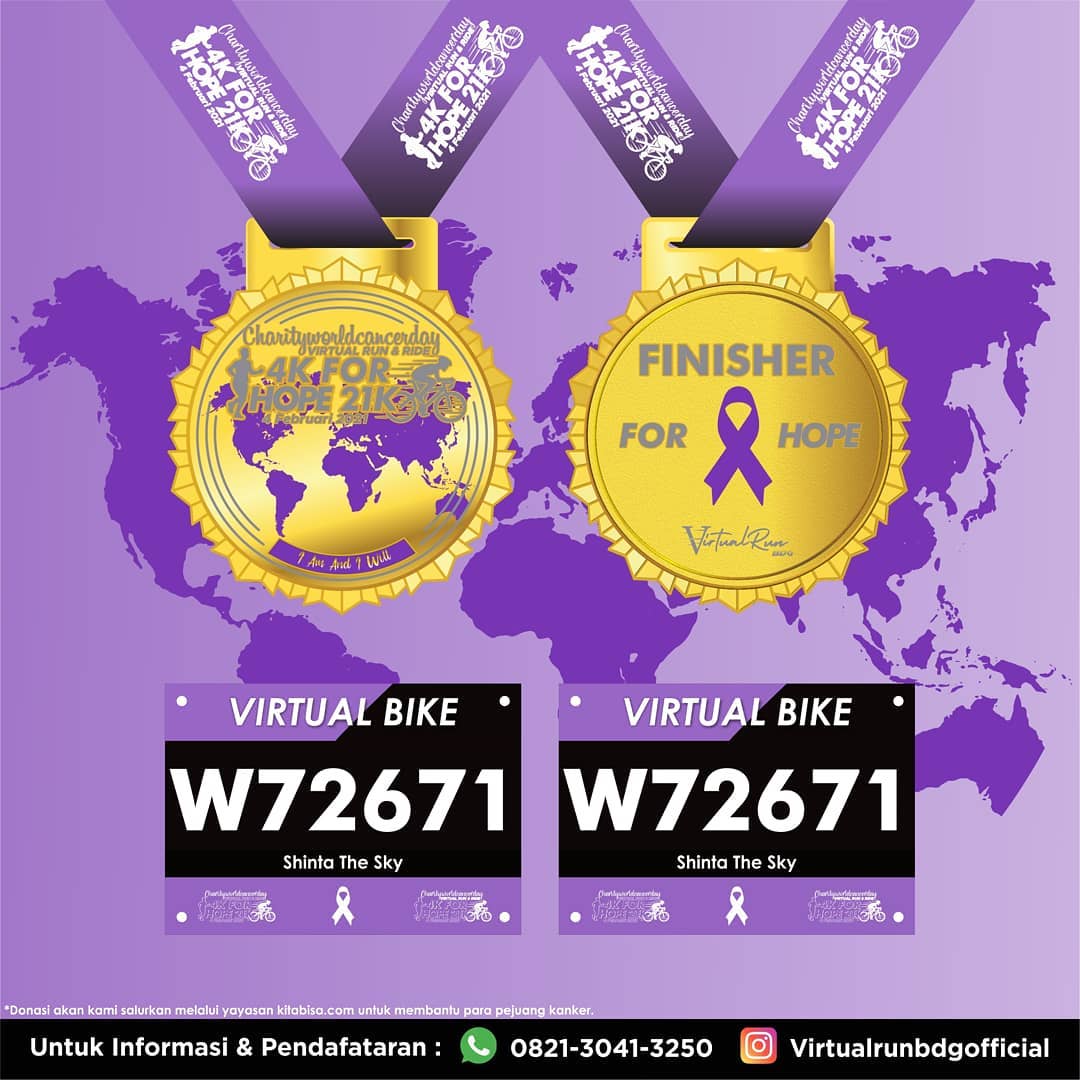 Medali 🔍 Charity World Cancer Day - Virtual Run & Bike for HOPE • 2021 Medali 🏅 Charity World Cancer Day - Virtual Run & Bike for HOPE • 2021