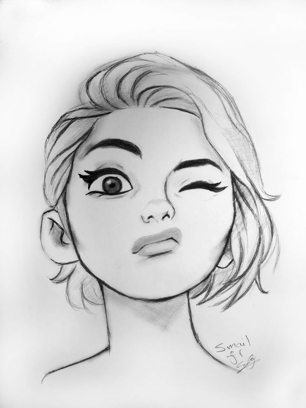 Cartoon face pencil drawing - Smail Jr