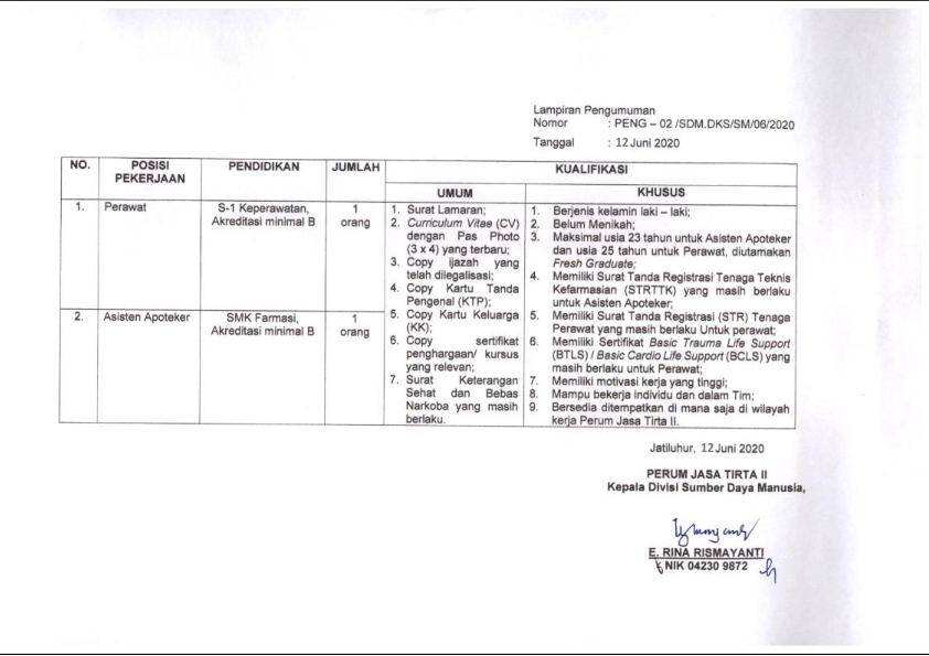 Lowongan Kerja Rekrutmen BUMN Perum Jasa Tirta II Juni ...