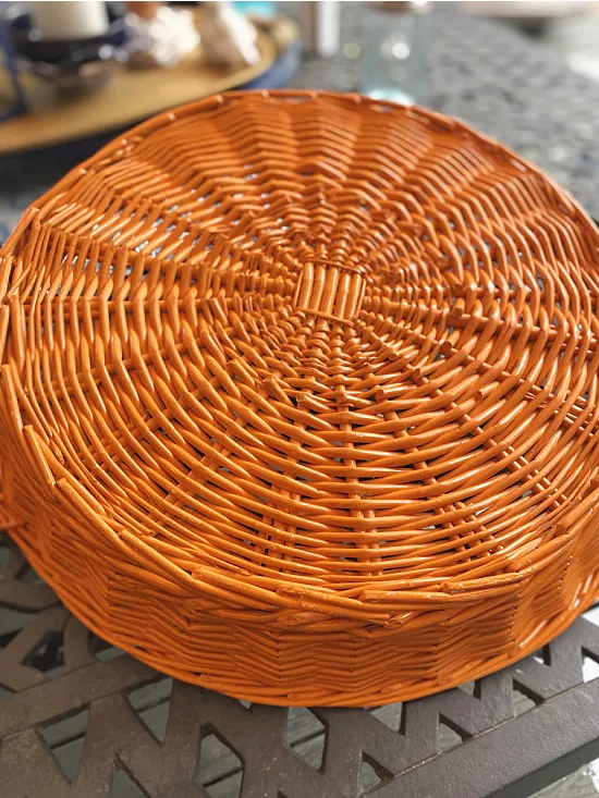 orange spray painted basket